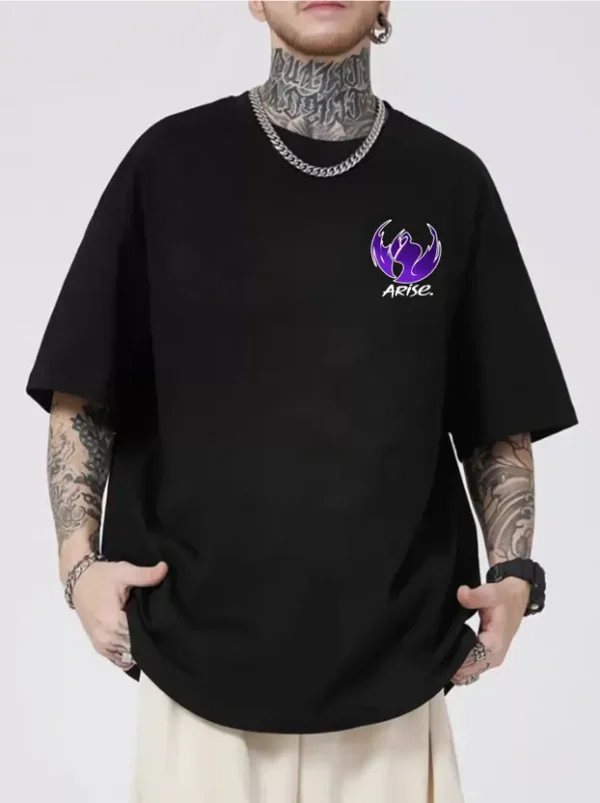 ZEN1FASHION  Men Printed Round Neck Pure Cotton Black T-Shirt - Image 2